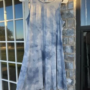 Blue Tie-Dye Sleeveless Dress